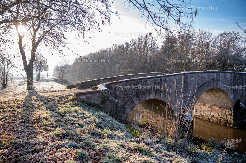 DSC_5070 | Im Winter entfaltet die Wattenheimer Brücke bei Lorsch eine besondere Atmosphäre. Das historische Bauwerk, das den Wattenheimer Bach überspannt, ist nicht nur ein Zeugnis alter Ingenieurskunst, sondern auch ein stiller Ort von landschaftlicher Schönheit. Eingebettet in die winterliche Umgebung nahe des UNESCO-Welterbes Kloster Lorsch, wirkt die Brücke unter Schnee und Raureif wie ein malerisches Relikt vergangener Zeiten.

Die Brücke erinnert an die lange Geschichte der Region: Als Teil alter Verbindungswege diente sie über Jahrhunderte hinweg Handel, Landwirtschaft und Pilgern. Heute ist sie ein beliebtes Fotomotiv und Ausflugsziel für Spaziergänge rund um Lorsch und das Ried.
