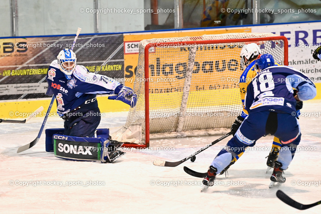 ESC Steindorf vs. EHC Althofen | #72 Moser Lucas ESC Steindorf, #18 Pewal Martin ESC Steindorf, ESC Steindorf vs. EHC Althofen, ESC Steindorf vs. EHC Alhofen am 03.03.2024 in Steindorf (Ossiachersee Halle), Austria, (Photo by Bernd Stefan)