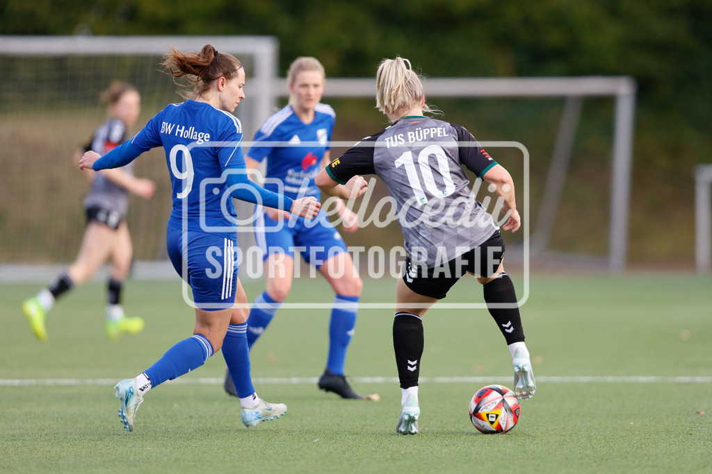 Fußball I Frauen I Saison 2025-2026 I Oberliga Niedersachsen I 16. Spieltag I BW Hollage - TuS Büppel I 15.03.2026-31 | Stefanie Gühmann (9, BW Hollage) im Zweikampf mit Mara Sommer (10, TuS Büppel) - Realisiert mit Pictrs.com