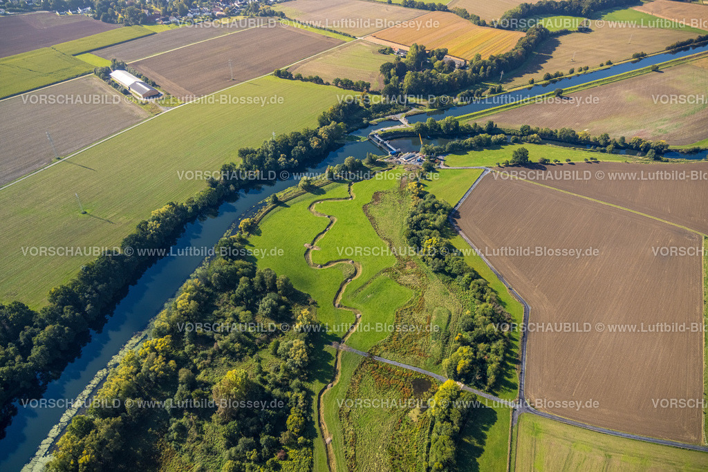 Froendenberg220901286 | Luftbild, Wehr, Obergraben und Fluss Ruhr, Kiebitzwiese, Schwitten, Menden, Ruhrgebiet, Nordrhein-Westfalen, Deutschland