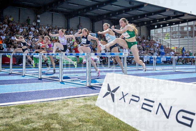Multisport Event; Ratingen, 27.06.2026 | RATINGEN, GERMANY - JUNE 27, 2026 : Enni Virjonen (FIN / Finland), Léonie Cambours (FRA / France) and Anna Hinkelmann (GER / Germany) competing during the Multisport Event at Stadion Ratingen on June 27, 2026 in Ratingen, Germany.