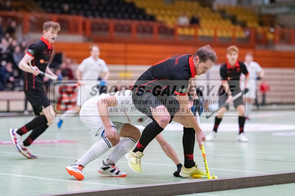 HK_20230113_102789 | 1. Bundesliga ( Halle ) Herren Crefelder HTC - DSD Düsseldorf am 13.1.2023 Crefelder HTC  ( CHTC ) Halle Glockenspitz , Krefeld , Chris Reinersmann ( DSD Düsselorf #9 )