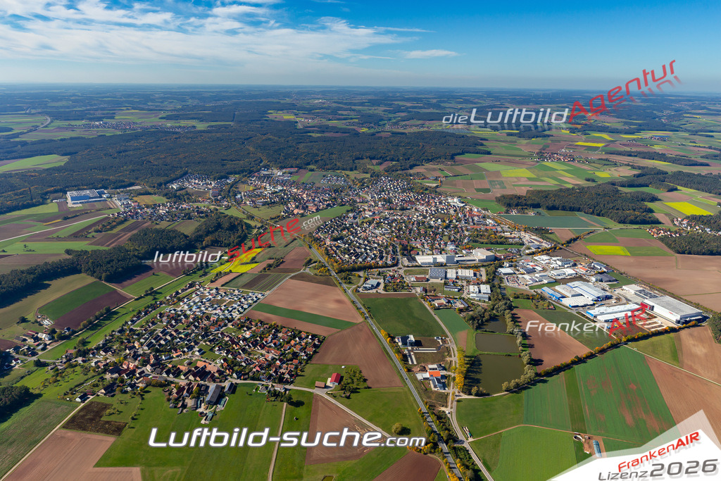 aktuelles Luftbild von  Heilsbronn - Luftaufnahme wurde 2019 von https://frankenair.de mittels Flugzeug (keine Drohne) erstellt.