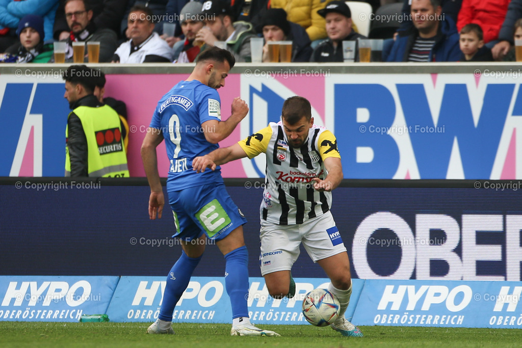 A_LUI_20230409_0031 | SPORT FUSSBALL ADMIRAL BUNDESLIGA 2022/23 LASK VS STURM GRAZ
IM BILD: Albian Ajeti(Sturm), Filip Stojkovic (Lask),
FOTO:FOTOLUI/UW