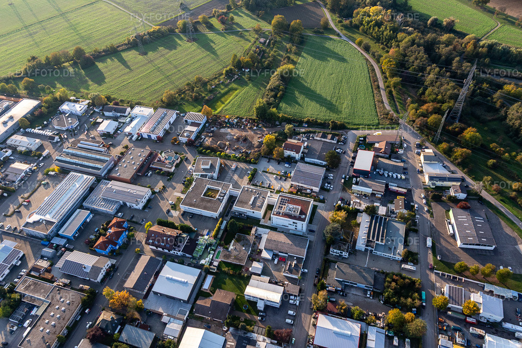 Luftbild: Stiftung Kirchliches Rechenzentrum Südwestdeutschland im Ortsteil Eggenstein in Eggenstein-Leopoldshafen im Bundesland Baden-Württemberg in Deutschland. Foto: IMG_123380.jpg vom 19.10.2020 durch Werner Riehm/FLY-FOTO.de