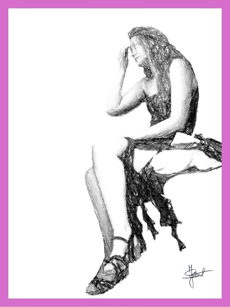 Lady in Gedanken | Am 24. Juli 2025  kommt es am Nachthimmel zu einem astrologischen highlight. Im Sternbild des Löwen im Zodiak treffen sich Sonne und Mond und starten damit einen neuen Sonne-Mond-Zyklus.Für mich als Löwen soll dabei eine Phase der Selbsterneuerung und ein neuer Lebensabschnitt beginnen. Mit abgeworfenen alten Zweifeln können Träume Gestalt annehmen. Der Moment ist gekommen, mutig voranzugehen. Es ist die Zeit, meine persönlichen Projekte oder Herzenswünsche mit neuem Selbstbewusstsein zu verfolgen.Die Vorläufer derartig kosmischer Energie entfachten meinen Tatendrang und meine erste Bleistiftskizze ist entstanden.„Lady in Gedanken“ (Original unverkäuflich in Privatsammlung)