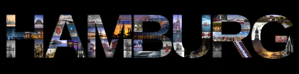 Hamburg Collage 1.0 | Unsere tolle Hamburg Buchstaben collage mit den meisten Wahrzeichen Hamburgs - Realisiert mit Pictrs.com