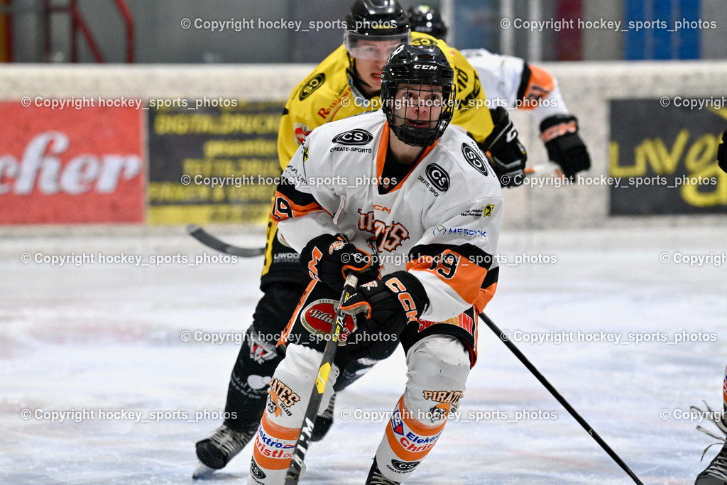 EC Hornets Spittal vs. USC Piraten Velden 18.2.2024 | #19 Kleiß Leon Philipp USC Velden, EC Hornets Spittal vs. USC Piraten Velden 18.2.2024, EC Hornets Spittal vs. USC Piraten Velden 18.2.2024 am 18.02.2024 in Spittal an der Drau (Eissportzentrum Spittal), Austria, (Photo by Bernd Stefan)