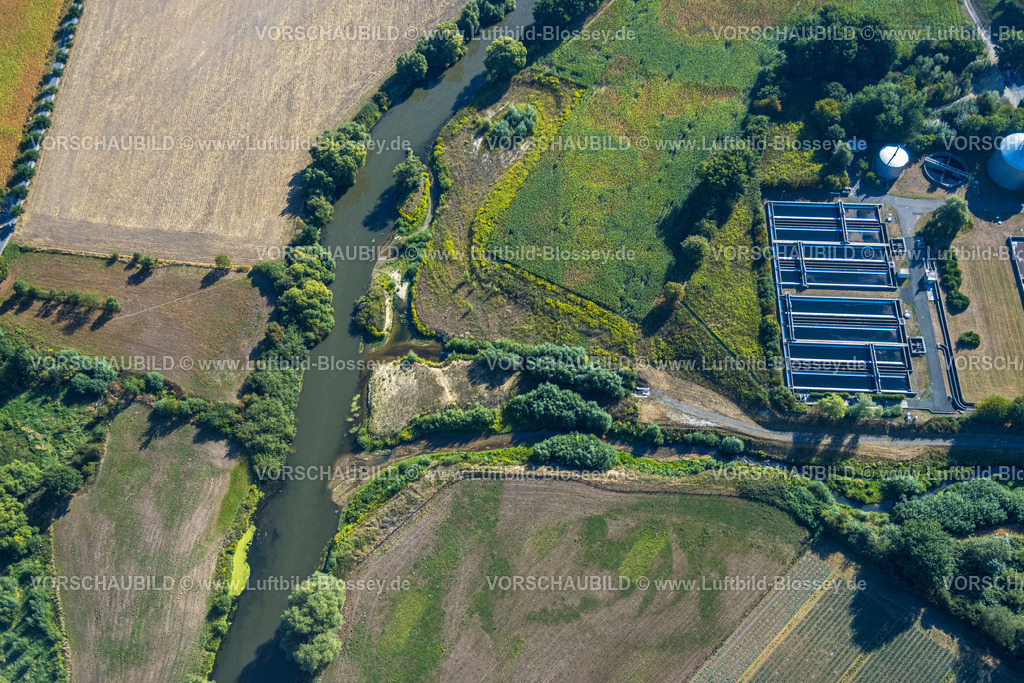 Olfen220806014Lippe | Luftbild, Lippeverband Klärwerk Dattelner Mühlenbach, NSG Lippeaue, Fluss Lippe und Alte Fahrt, Stadtgrenze Olfen-Datteln, Pelkum, Datteln, Ruhrgebiet, Nordrhein-Westfalen, Deutschland