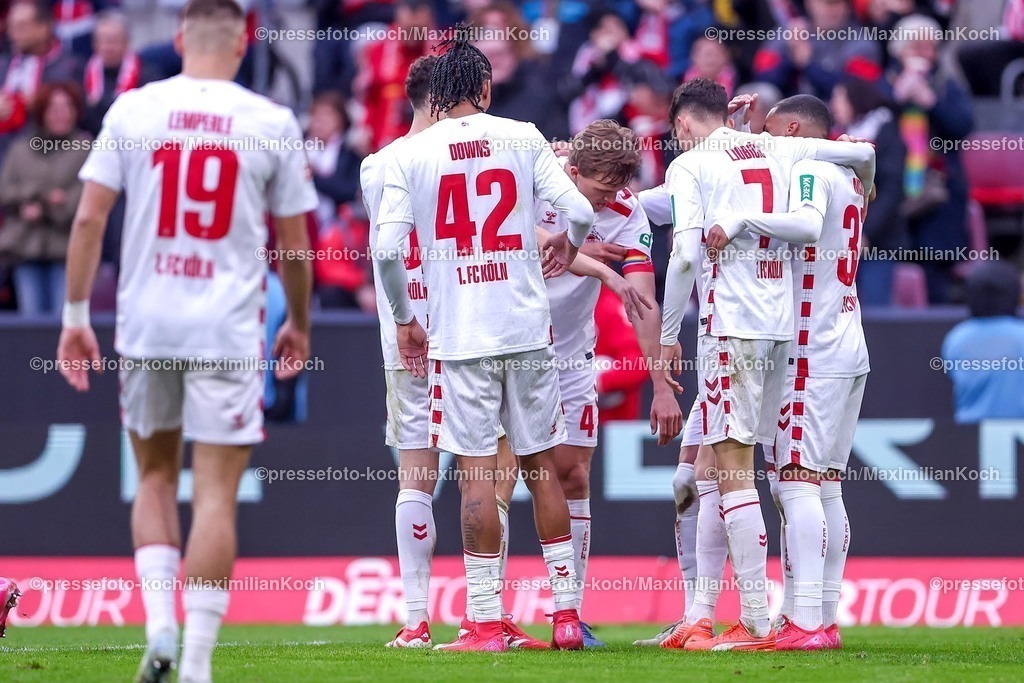 1FC25012501067 | 25.01.2025, Fußball, 1. FC Köln - SV 07 Elversberg, 2.. Fußball Bundesliga, 19. Spieltag, RheinEnergie-STADION, Saison 2024 2025: Torjubel nach dem 1:0 Treffer durch Torschütze Dejan Ljubicic (FC Köln #7), DFB regulations prohibit any use of photographs as image sequences and or quasi-video.