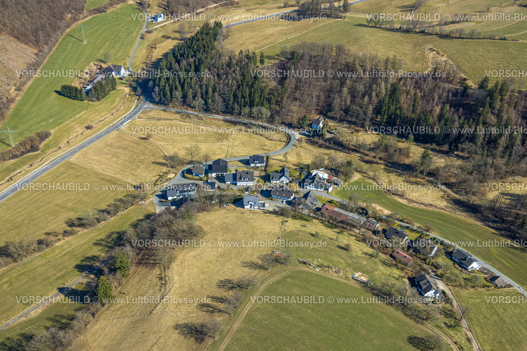 Olpe250306904Thieringhausen | Luftbild, Wohngebiet Ortsansicht Ortsteil Günsen, Dahl, Olpe, Sauerland, Nordrhein-Westfalen, Deutschland
