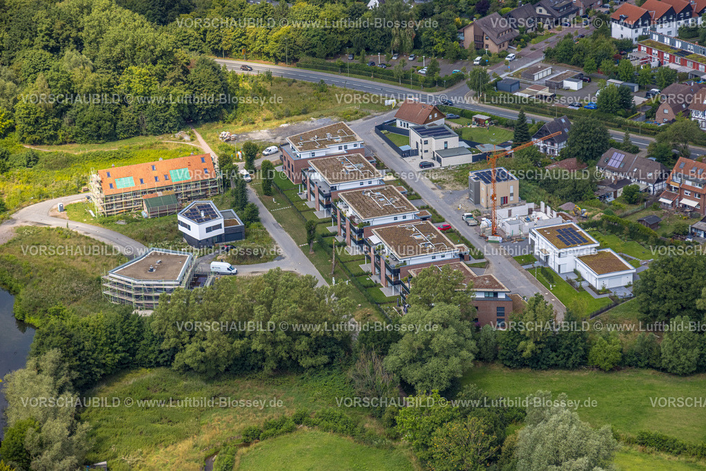 Hamm250702475Heessen | Luftbild, Baustelle an der Schloßstraße mit Wohnhäusern, Baugebiet Schlossmühle und Baugerüst, Stadtbezirk Heessen, Hamm, Ruhrgebiet, Nordrhein-Westfalen, Deutschland