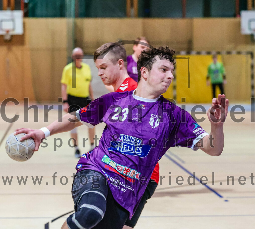 2024-01-27_061_SpVgg_Altenerding_gegen_TV_Altoetting | Erding, Deutschland, 27.01.2024:
Handball, Bezirksoberliga Männer 2023 / 2024, 13. Spieltag, SpVgg Altenerding gegen TV Altötting, Endergebnis: 30:28

Moritz Sturm (SpVgg Altenerding, #23)

Foto: Christian Riedel / fotografie-riedel.net