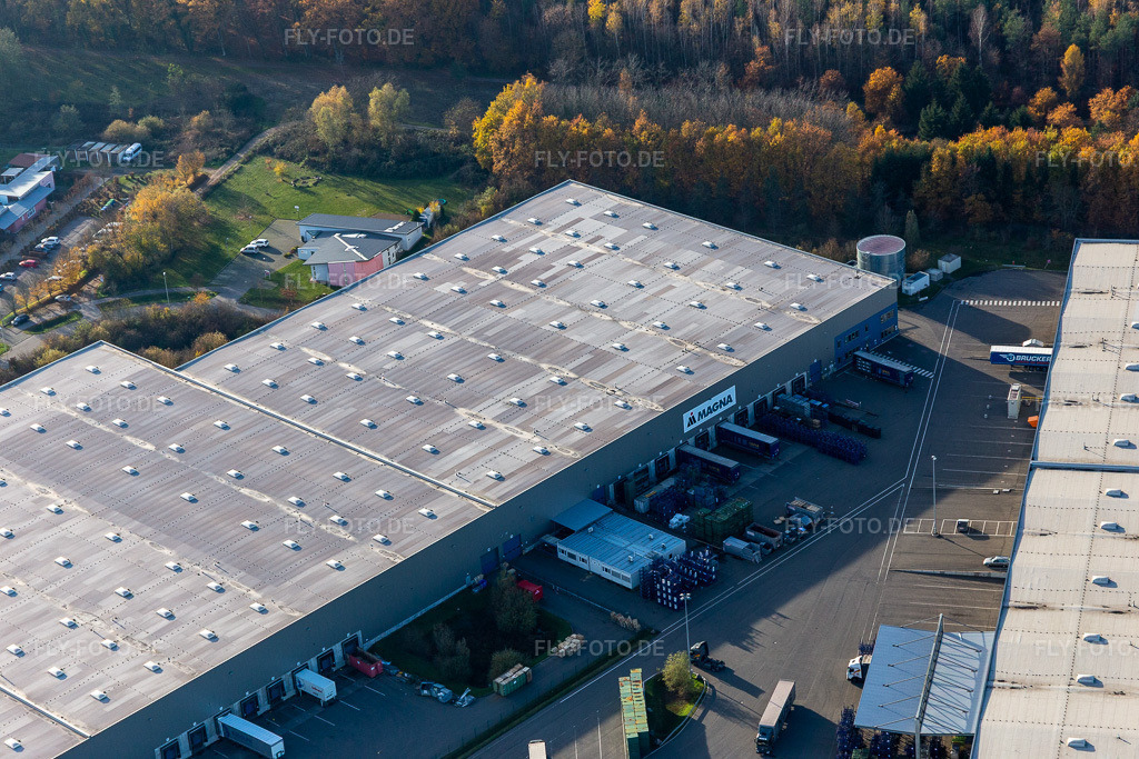 Luftbild: Gewerbegebiet Horst mit Magna Exteriors, Zufall Logistics, STS Group und Thermo Fisher im Ortsteil Minderslachen in Kandel im Bundesland Rheinland-Pfalz in Deutschland. Foto: IMG_123848.jpg vom 21.11.2020 durch Werner Riehm/FLY-FOTO.de