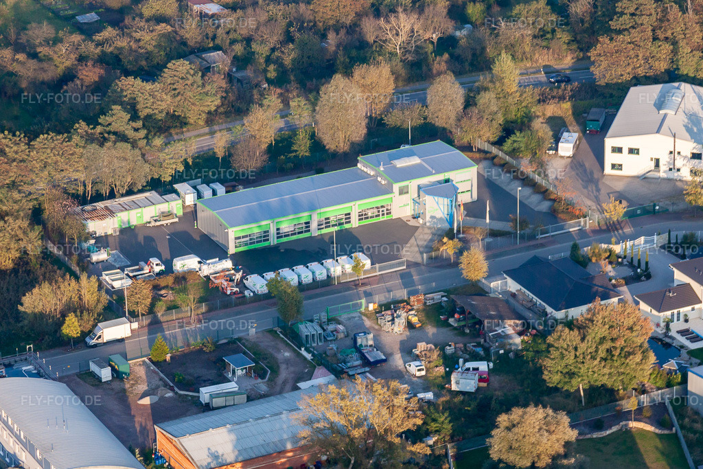 Luftbild: Gewerbegebiet Mittelwegring in Jockgrim im Bundesland Rheinland-Pfalz in Deutschland. Foto: IMG_46118.jpg vom 23.10.2011 durch Werner Riehm/FLY-FOTO.de