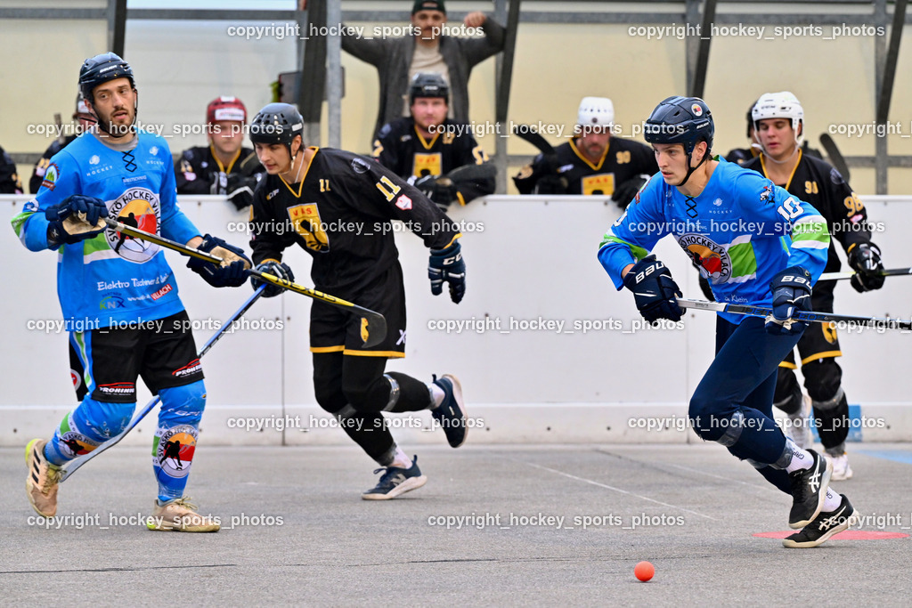 ASKÖ Hockey Villach vs. VAS Ballhockey  | #22 FRIEDRICH Lukas ASKÖ Villach Hockey, #11 Potocnik Luca VAS Villach, #10 RASPOTNIG Julian ASKÖ Villach Hockey, ASKÖ Hockey Villach vs. VAS Ballhockey , ASKÖ Hockey Villach vs. VAS Ballhockey  am 06.07.2025 in Villach (Alpen Arena ), Austria, (Photo by Bernd Stefan)