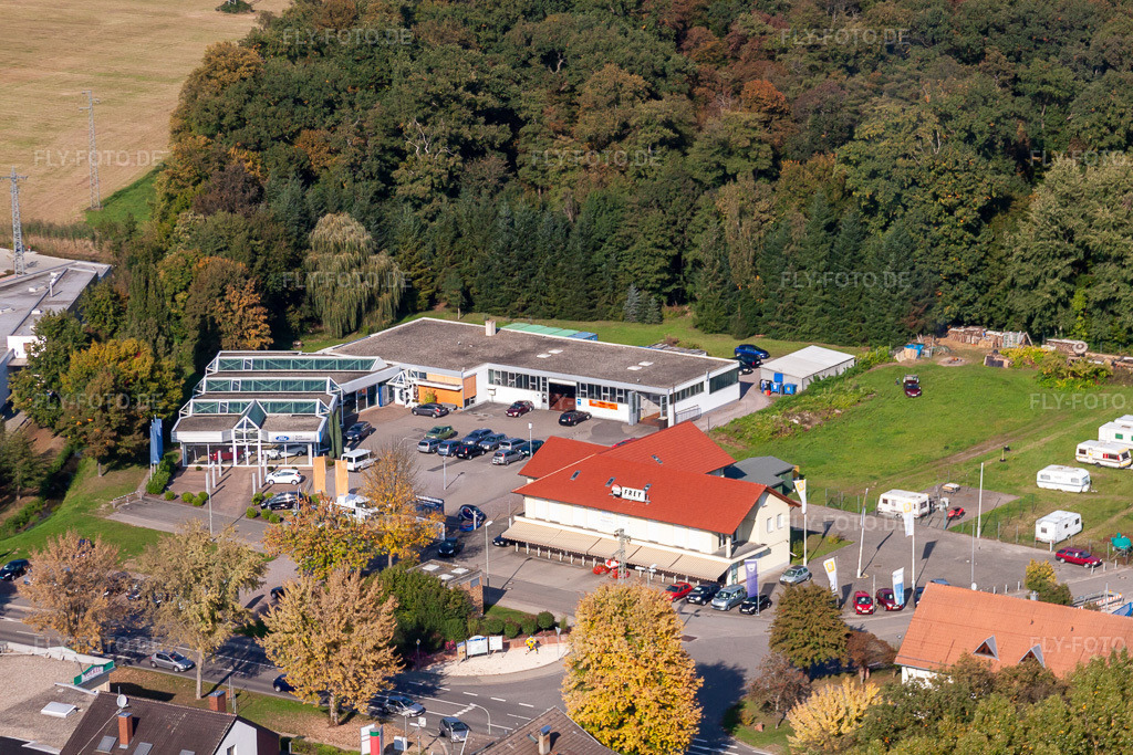 Luftbild: Sport Frey und Ford-Autohaus Bolender in Kandel im Bundesland Rheinland-Pfalz in Deutschland. Foto: IMG_45789.jpg vom 27.09.2011 durch Werner Riehm/FLY-FOTO.de