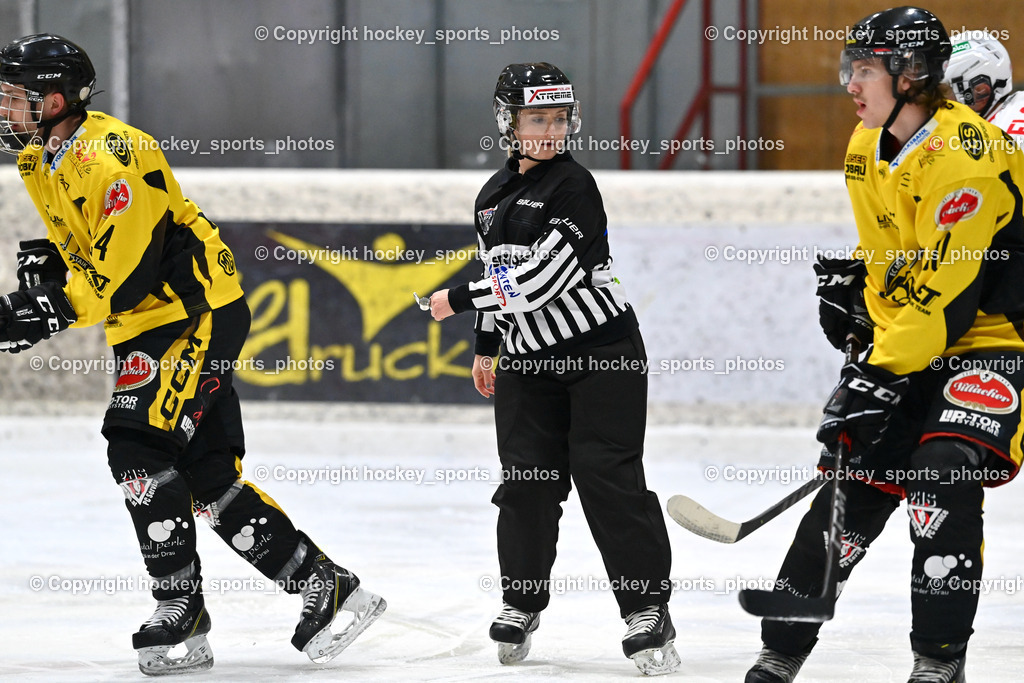 EC Spittal Hornets vs. ESV Ferlach 16.12.2023 | #24 Brunner Noel, Klemm Anja Referee, #90 Ogertschnig Joshua