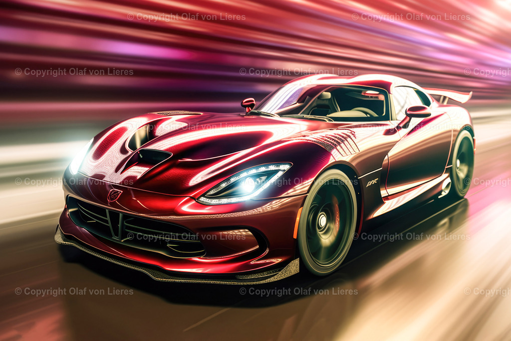 Dodge Viper Wandbild | rote Dodge Viper Artwork