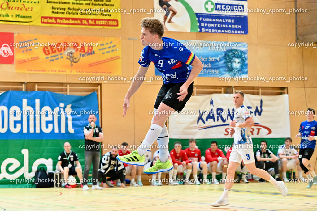 SC Ferlach vs. ALPA HC Hard | #9 SAGER Nico SC Ferlach, SC Ferlach vs. ALPA HC Hard, SC Ferlach vs. ALPA HC Hard am 30.04.2024 in Ferlach (Ballspielhalle Ferlach), Austria, (Photo by Bernd Stefan)