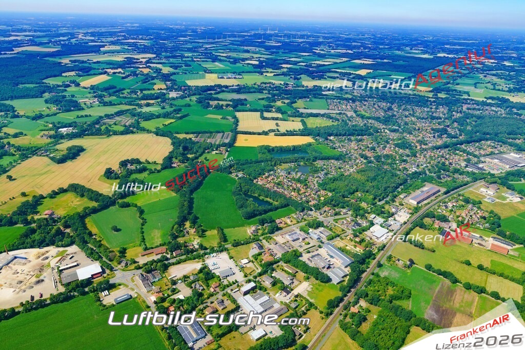 aktuelles Luftbild von Gewerbepark Langenberg - Luftaufnahme wurde 2018 von https://frankenair.de mittels Flugzeug (keine Drohne) erstellt.