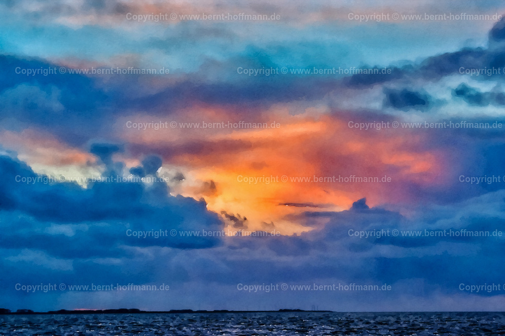 DMal2_0097_HF-Nordsee_150x100 | DIGITALKUNST. Sehnsucht Meer - Abendämmerung. __ Nordfriesische Nordseeküste zur " Blauen Stunde " mit Schauerwolken über dem Meer. __ Seitenverhältnis = 3 zu 2 - Realisiert mit Pictrs.com