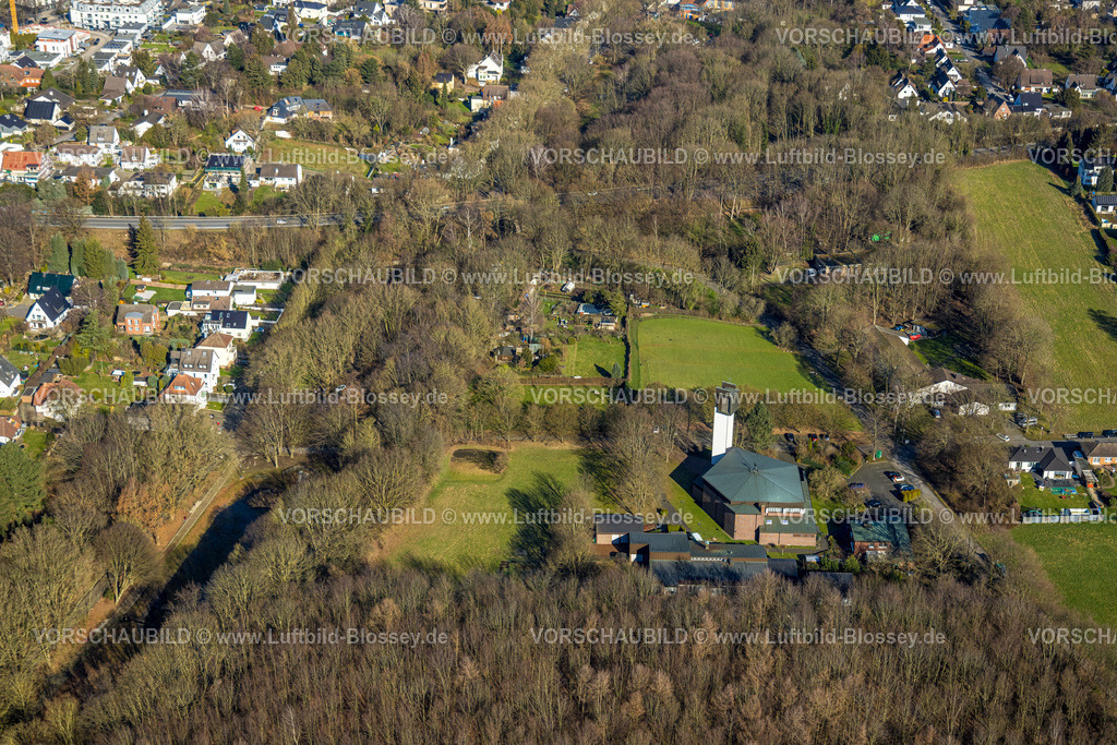 Unna230213388 | Luftbild, Bornekamp Park, kath. Kirche St. Martin und kath. Kita St. Martin, Unna, Ruhrgebiet, Nordrhein-Westfalen, Deutschland