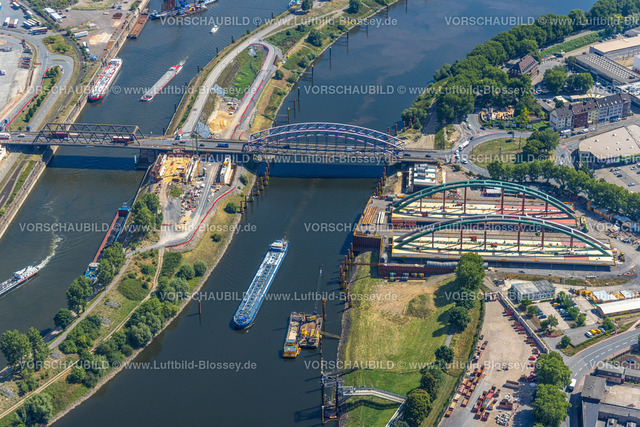 Duisburg220702042 | Luftbild, Duisburg Hafen Ruhrort, Baustelle Karl-Lehr-Brücke, Ruhrort, Duisburg, Ruhrgebiet, Nordrhein-Westfalen, Deutschland