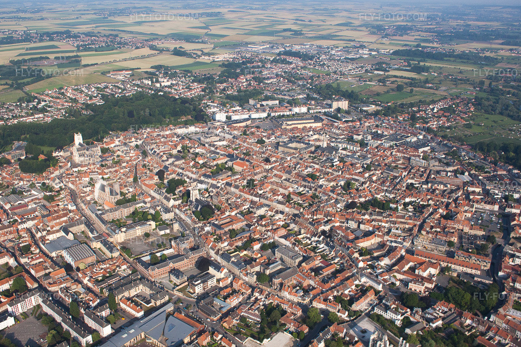 Aerial view: View of the town in Saint-Omer in the state Pas de Calais, France.Photo: IMG_58948.jpg taken on 07/22/2013 by Werner Riehm/FLY-FOTO.comResolution of the original: 4344 x 2896 px