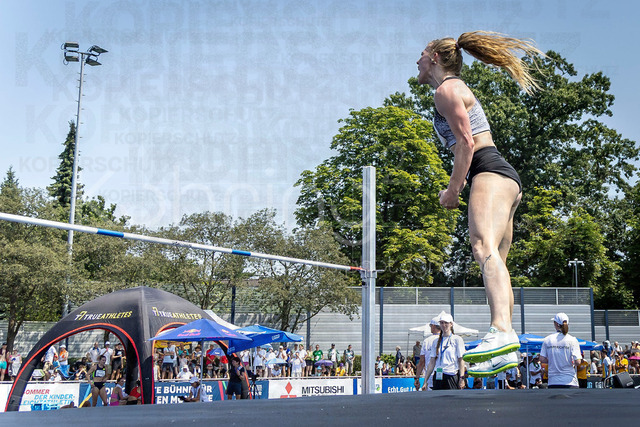 Multisport Event; Ratingen, 27.06.2026 | RATINGEN, GERMANY - JUNE 27, 2026 : Shaina Burns (USA / United States) during high jump competing during the Multisport Event at Stadion Ratingen on June 27, 2026 in Ratingen, Germany.
