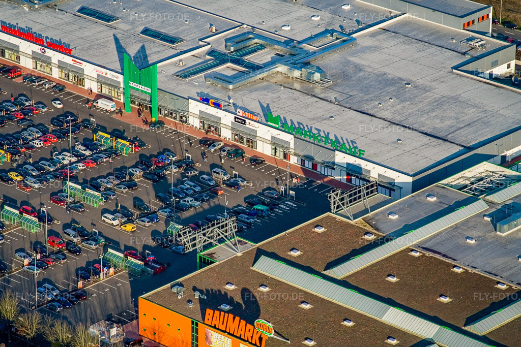 Luftbild: Martktauf im Maximilian Center im Ortsteil Maximiliansau in Wörth im Bundesland Rheinland-Pfalz in Deutschland. Foto: IMG_9050.jpg vom 15.12.2007 durch Werner Riehm/FLY-FOTO.de