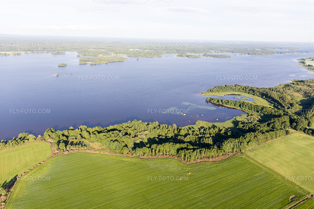 Aerial view: View of the town in Skatelöv in the state Kronoberg, Sweden. – Photo: IMG_108042.jpg taken on 06/26/2018 by Werner Riehm/FLY-FOTO.com – Resolution of the original: 5472 x 3648 px