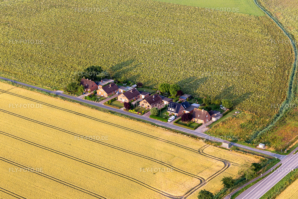 Koogsweg | Luftbild: Koogsweg in Friedrichsgabekoog im Bundesland Schleswig-Holstein in Deutschland. Foto: IMG_0007096.jpg vom 11.07.2021 durch Werner Riehm/FLY-FOTO.de - Realisiert mit Pictrs.com