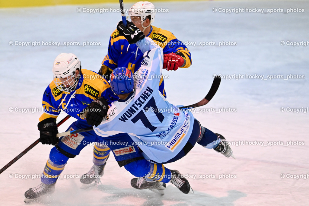 ESC Steindorf vs. EHC Althofen 4.11.2023 | #20 Kogler Benjamin, #77 Wuntschek Manuel, Flugeinlage, #18 Isopp Maximilian