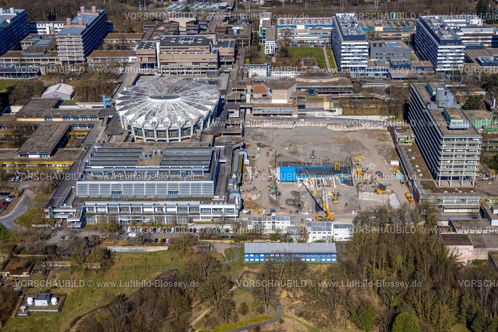Bochum250301190 | Luftbild, RUB Ruhr-Universität Bochum, Baustelle, Querenburg, Bochum, Ruhrgebiet, Nordrhein-Westfalen, Deutschland
