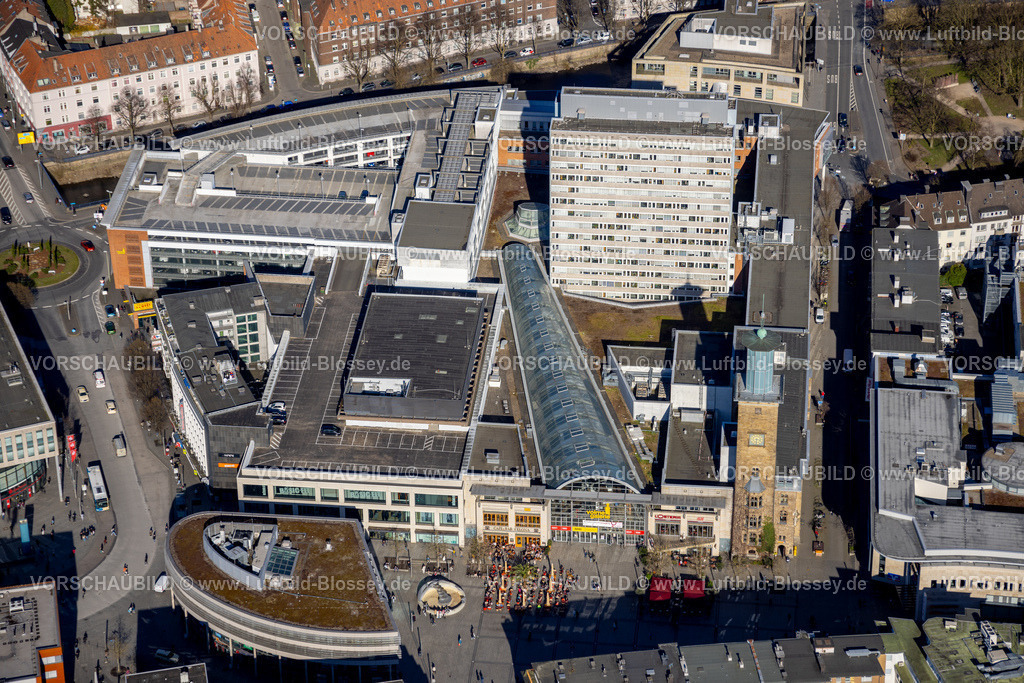 Hagen250302390 | Luftbild, City Innenstadt mit Rathaus Galerie und Volme Galerie, Fußgängerzone Rathauspassage, Mittelstadt, Hagen, Ruhrgebiet, Nordrhein-Westfalen, Deutschland