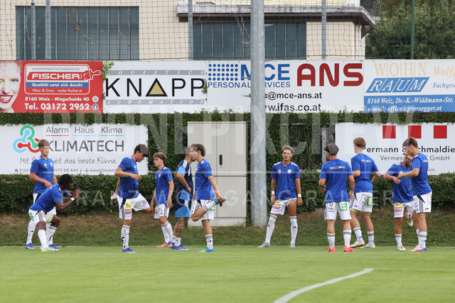 Friendly Match: SC Weiz vs TSV Hartberg in Weiz | Weiz, AUSTRIA, 01.JUL.26 - SOCCER - ADMIRAL Bundesliga, SC Weiz vs TSV Hartberg, test match. The image shows TSV Hartberg during warm up.