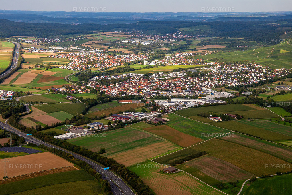 Luftbild: Ortsansicht von Südwesten im Ortsteil Auenstein in Ilsfeld im Bundesland Baden-Württemberg in Deutschland. Foto: IMG_138635.jpg vom 16.09.2023 durch Werner Riehm/FLY-FOTO.de