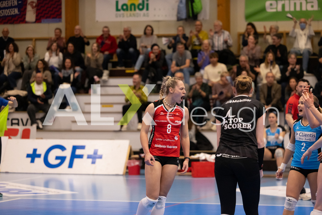 Volleyball I Frauen I Saison 2025-2026 I Volleyball NLA | Women I 1/2 Finals I  VC Kanti Schaffhausen - Sm'Aesch Pfeffingen I 18.03.2026 | 8 Lina-Marie Lieb (DE) (VC Kanti Schaffhausen) – Aussen - Realisiert mit Pictrs.com