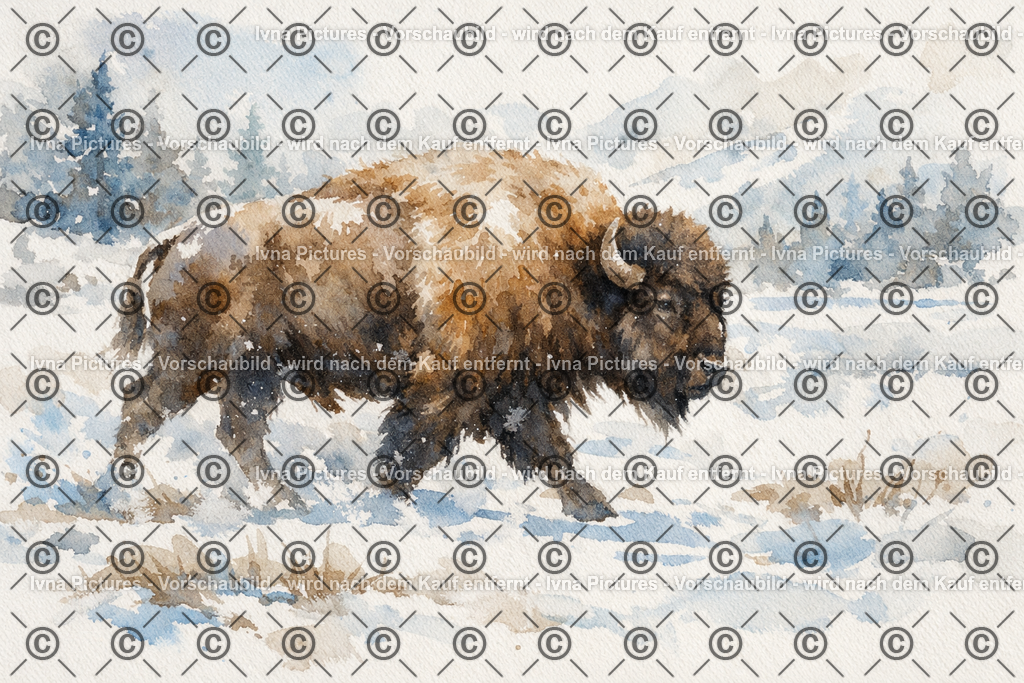 Amerikanischer Bison im Schnee | Ivna Pictures - Realisiert mit Pictrs.com