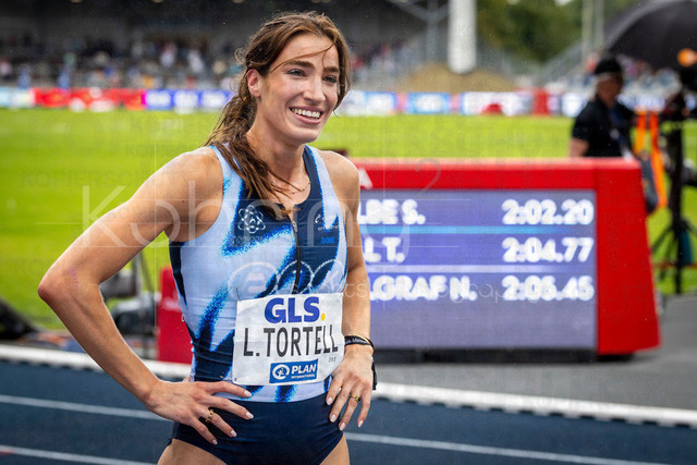 Deutsche Leichtathletik-Meisterschaften; Bochum-Wattenscheid, 26.07.2026 | Dritte über 800m: Lara Tortell (Athletics Team Karben); Deutsche Leichtathletik-Meisterschaften am 26.07.2026 im Lorheide-Stadion, Bochum-Wattenscheid (Nordrhein-Westfalen).