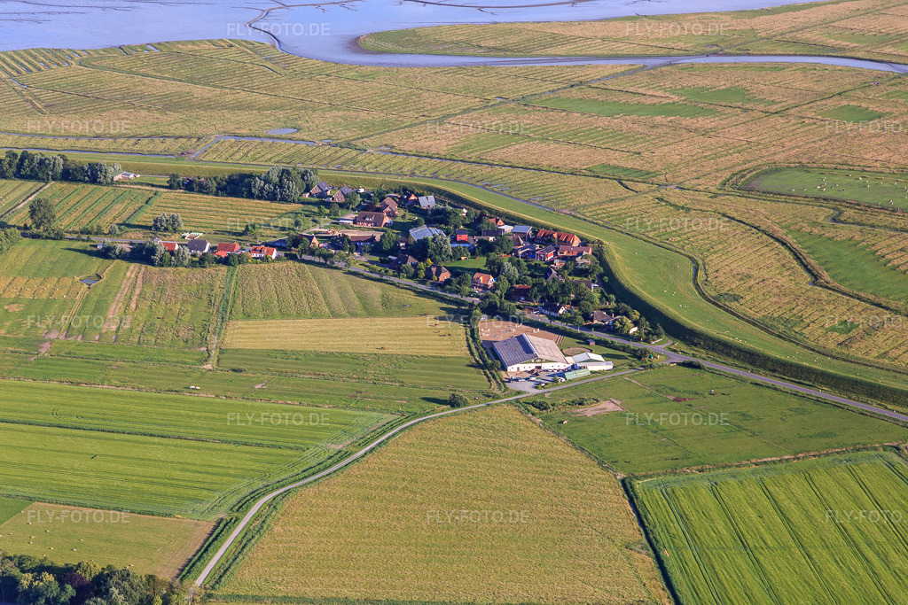 Luftbild: Ortsansicht aus Norden im Ortsteil Olversum in Tönning im Bundesland Schleswig-Holstein in Deutschland. – Foto: IMG_0007283.jpg vom 10.07.2021 durch Werner Riehm/FLY-FOTO.de – Auflösung des Originals: 5472 x 3648 px