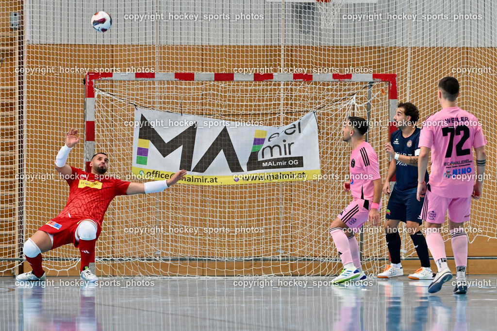 Carinthia Flamengo Futsal Club vs. LPSV-K | #1 Youssef Helal Carinthia Flamengo, #70 Yosifov Svetlozar Angelov Carinthia Flamengo, #3 Nemanja Lukic LPSV-K, #72 Armin Kahvedzic Carinthia Flamengo, Carinthia Flamengo Futsal Club vs. LPSV-K, Carinthia Flamengo Futsal Club vs. LPSV-K am 03.11.2024 in Klagenfurt (Ballspielhalle Viktring), Austria, (Photo by Bernd Stefan)