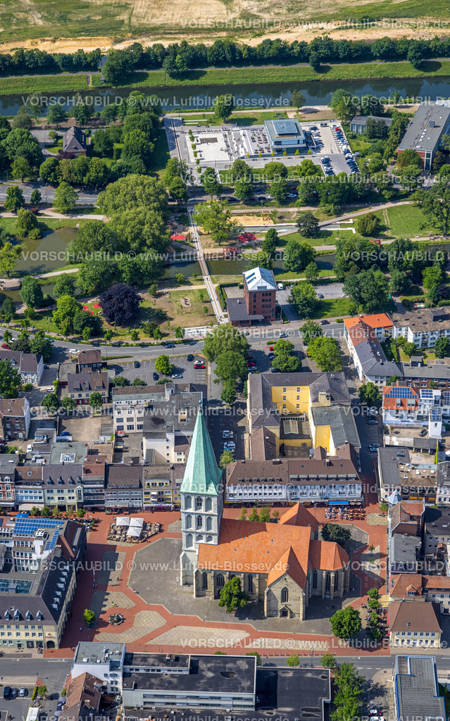 Hamm220504680 | Luftbild, Wassersportzentrum an der Adenauerallee sowie Sichtachse mit Nordringpark und evang. Pauluskirche, Mitte, Hamm, Ruhrgebiet, Nordrhein-Westfalen, Deutschland