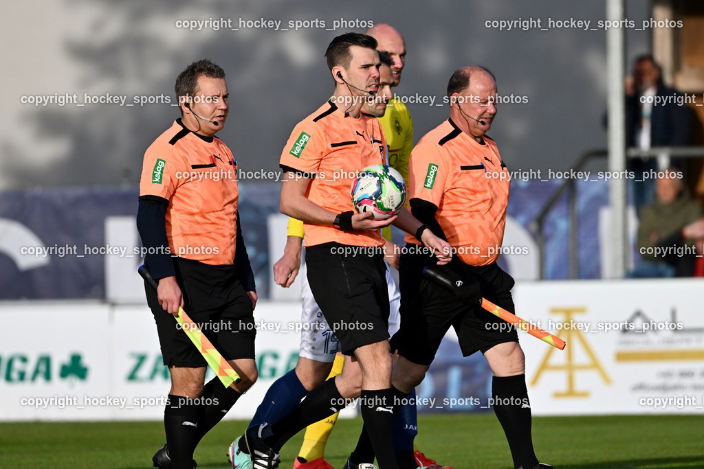 SAK vs. ATUS Velden 19.4.2024 | Markus Piuk Referee, Emanuel Johann Kulterer Referee, Robert Weltz Referee, SAK vs. ATUS Velden 19.4.2024, SAK vs. ATUS Velden am 19.04.2024 in Klagenfurt (Sportpark Welzenegg), Austria, (Photo by Bernd Stefan)