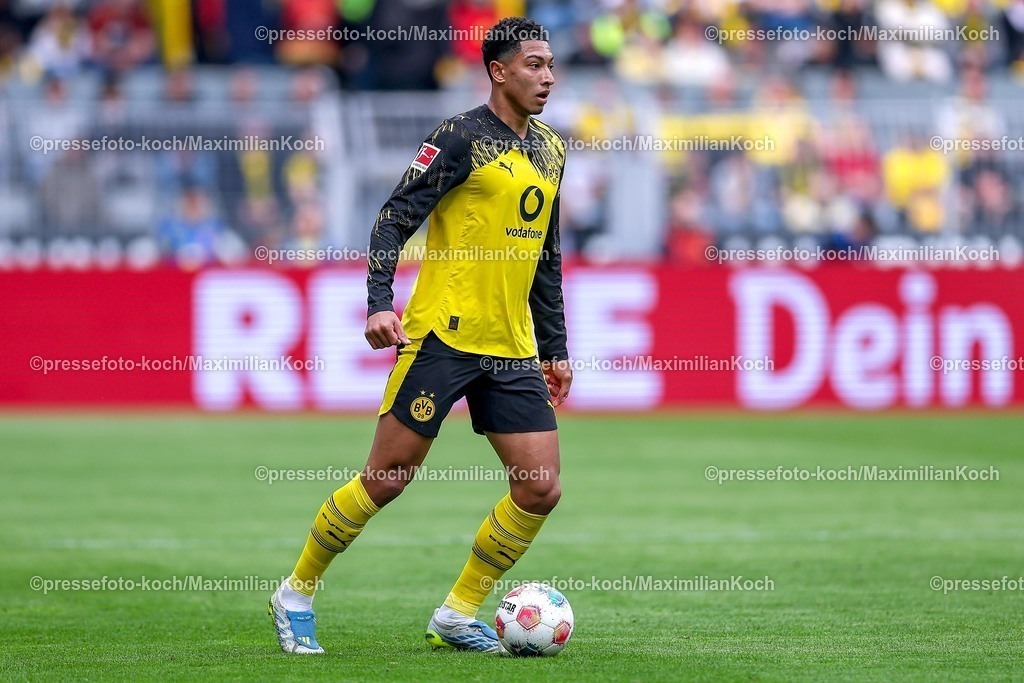 BVB11042601058 | 11.04.2026, Fußball, Borussia Dortmund - Bayer 04 Leverkusen, 1. Fußball Bundesliga, 29. Spieltag, Signal Iduna Park, Saison 2025 2026: Jobe Bellingham&nbsp;(BVB #07)  DFB regulations prohibit any use of photographs as image sequences and or quasi-video.