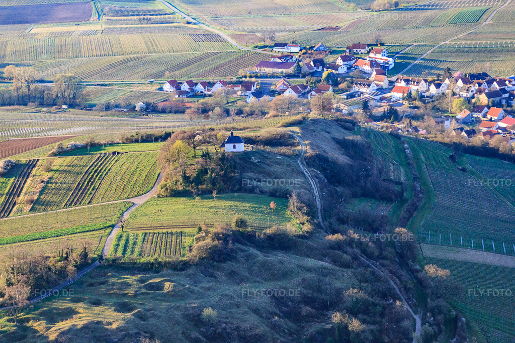 Luftbild: Kleine Kalmit und Kappelle im Winter aus Norden im Ortsteil Arzheim in Landau im Bundesland Rheinland-Pfalz in Deutschland. Foto: IMG_63148.jpg vom 20.03.2014 durch Werner Riehm/FLY-FOTO.de