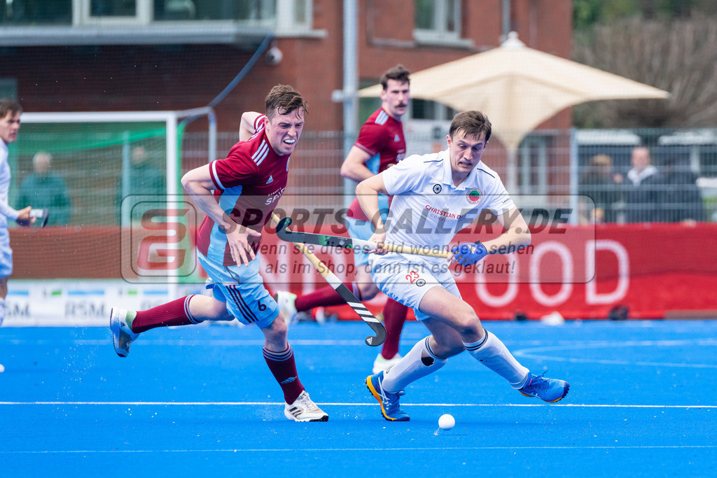 HK_20230415_106957 | 1. Bundesliga Herren Crefelder HTC - UHC Hamburg am 14.4.2023 Crefelder HTC, Krefeld , Möker Moritz ( UHC Hamburg #6 ) , Boomes Anton ( Crefelder HTC #23 )