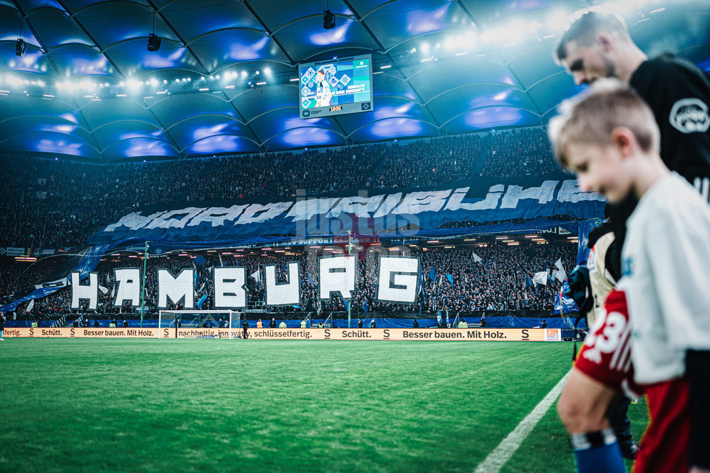 Fußball | Männer | Saison 2023/2024 | 2. Fußball-Bundesliga | 21. Spieltag | Hamburger SV vs. Hannover 96 | 09.02.2024 | Eine Fanchoreo des HSV 'Nordtribüne Hamburg'