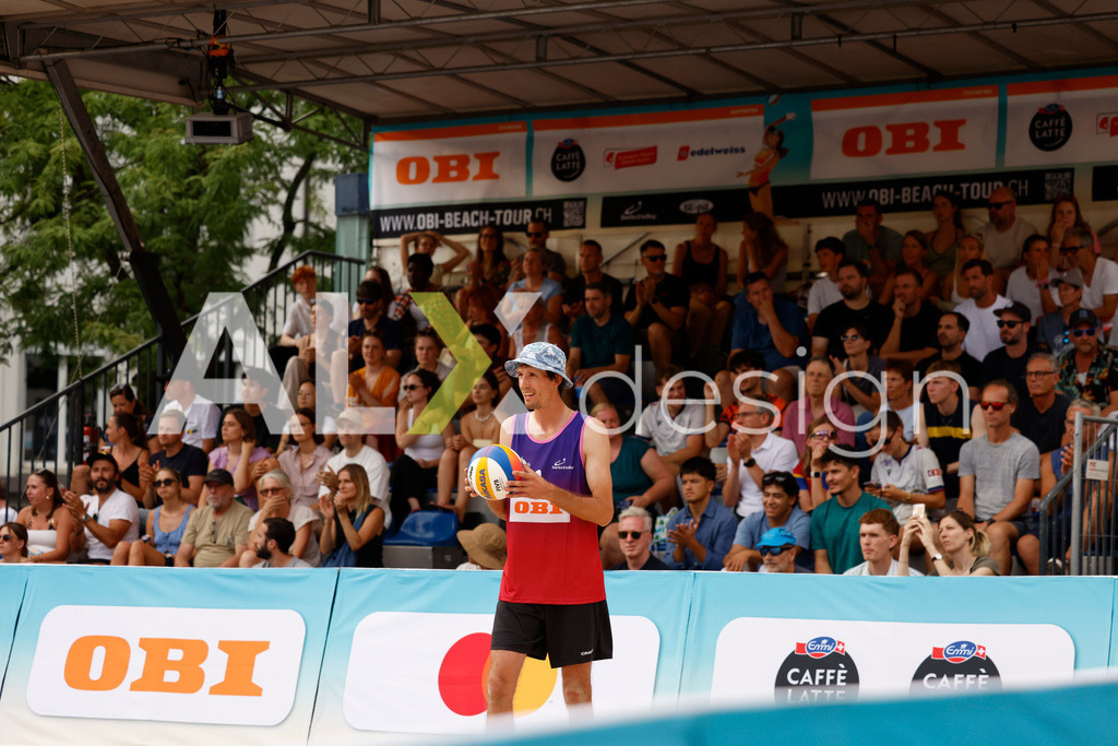 Obi BeachTour 2026 - Basel | BASEL, SWITZERLAND - JULY 18: SIMON HAGENBUCH (SUI) during the Obi BeachTour 2026 match between NAPIER / PETERSEN (DEN) and HAGENBUCH / HAUSSENER (SUI) at Barfüsserplatz on July 18, 2026 in Basel, Switzerland. - Realisiert mit Pictrs.com